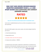 WGU C207 DATA DRIVEN DECISION-MAKING OBJECTIVE ASSESSMENT EXAM 1, 2, 3 AND STUDY GUIDES 2024 QUESTIONS AND CORRECT ANSWERS AGRADE 