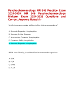 Psychopharmacology NR 546 Practice Exam  2024-2025 All Verified Quiz with Accurate Solutions Aranking Allpass | NR 546 Psychopharmacology  Midterm Exam 2024-2025 Questions and  Correct Answers Rated A+ 