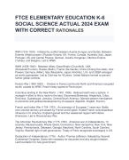 FTCE ELEMENTARY EDUCATION K-6  SOCIAL SCIENCE ACTUAL 2024 EXAM  WITH CORRECT RATIONALES 
