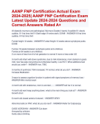 AANP FNP Certification Actual Exam  2024-2025| AANP FNP Certification Exam  Latest Update 2024-2024 Questions and  Correct Answers Rated A+ | Verified AANP FNP Certification Exam Update 2024 Quiz with Accurate Solutions Aranking Allpass 