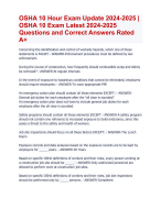 OSHA 10 Hour Exam Update 2024-2025 | OSHA 10 Exam Latest 2024-2025  Questions and Correct Answers Rated  A+ | Verified OSHA 10 Hour Exam  2024 Quiz with Accurate Solutions  Aranking Allpass 