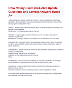 Ohio Notary Exam 2024-2025 Update  Questions and Correct Answers Rated  A+ | Verified Ohio Notary Exam 2024 Quiz with Accurate Solutions Aranking Allpass