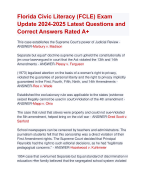 Florida Civic Literacy (FCLE) Actual Exams Update 2024- 2025 Questions and  Correct Answers Rated A+ | Verified Florida Civic Literacy (FCLE) TestExam 2024 Quiz with Accurate Solutions Aranking Allpass