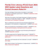 Florida Civic Literacy (FCLE) Exam 2024- 2025 Update Latest Questions and  Correct Answers Rated A+ | Verified Florida Civic Literacy (FCLE) Actual Exam Update 2024 Quiz with Accurate Solutions Aranking Allpass 