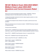 NR 601 Midterm Exam 2024-2025 | NR601  Midterm Exam Latest 2024-2025 Questions and Correct Answers Rated  A+ | Verified NR601 Actual Exam Update Midterm 2024  Quiz with Accurate Solutions Aranking Allpass