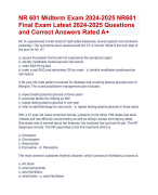 NR 601 Midterm Actual Exam Update  2024-2025 NR601  Final Exam Latest 2024-2025 Questions  and Correct Answers Rated A+ | Verified NR601 Actual Exam Update 2024  Quiz with Accurate Solutions Aranking Allpass