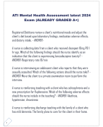 ATI Mental Health Assessment latest 2024 Exam (ALREADY GRADED A+)