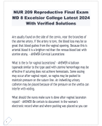NUR 209 Reproductive Final Exam MD 8 Excelsior College Latest 2024 With Verified Solutions