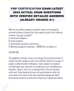 PMP CERTIFICATION EXAM LATEST  2024 ACTUAL EXAM QUESTIONS  WITH VERIFIED DETAILED ANSWERS  (ALREADY GRADED A+)