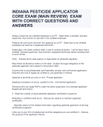 INDIANA PESTICIDE APPLICATOR  CORE EXAM (MAIN REVIEW)  EXAM  WITH CORRECT QUESTIONS AND  ANSWERS 