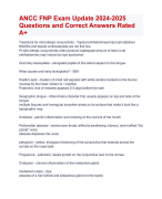 ANCC FNP Exam Update 2024-2025  Questions and Correct Answers Rated  A+ | Verified ANCC FNP ExamUpdate 2024 Quiz with Accurate Solutions Aranking Allpass