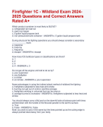 Firefighter 1C - Wildland Exam 2024- 2025 Questions and Correct Answers  Rated A+ | Verified Fire Fighter Exam Update 2024 FF 1 Actual Exam Quiz with Accurate Solutions Aranking Allpass 
