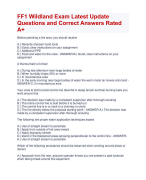 FF1 Wildland Exam Latest Update  Questions and Correct Answers Rated  A+ | Verified Fire fighter Exam Update 2024 Quiz with Accurate solutions  Aranking  Allpass 