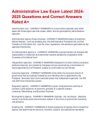 Administrative Law Exam Latest 2024- 2025 Questions and Correct Answers  Rated A+ | Verified Administrative Law Actual Exam Update Latest 2024- 2025 Quiz with Accurate Solutions Aranking Allpass 