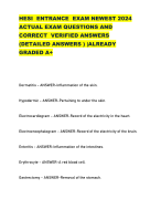 HESI ENTRANCE EXAM NEWEST 2024 ACTUAL EXAM QUESTIONS AND CORRECT VERIFIED ANSWERS (DETAILED ANSWERS ) |ALREADY GRADED A+