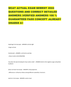 MCAT ACTUAL EXAM NEWEST 2024 QUESTIONS AND CORRECT DETAILED ANSWERS |VERIFIED ANSWERS 100 % GUARANTEED PASS CONCEPT :ALREADY GRADED A+