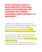 Ati rn community health proctored 2019 test bank actual exam complete 150 questions and correct answers|already graded a+|| brad new!!!