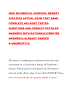 HESI RN MEDICAL SURGICAL NEWEST 2024-2025 ACTUAL EXAM TEST BANK COMPLETE 400 MOST TESTED QUESTIONS AND CORRECT DETAILED ANSWERS WITH RATIONALE(VERIFIED ANSWERS)| ALREADY GRADED A+||NEWEST!!!!!!.