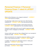 Personal Finance // Personal  Finance Exam 1 rated A LATEST  UPDATE 