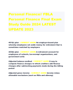 Personal Finance// FBLA  Personal Finance Final Exam  Study Guide 2024 LATEST  UPDATE 2023
