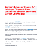 Summary Lehninger Chapter 4 //  Lehninger Chapter 4- Three  Dimensional Structure of Proteins LATEST UPDATE 2023