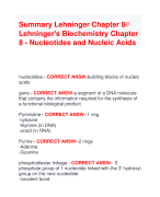 Summary Lehninger Chapter 8// Lehninger's Biochemistry Chapter  8 - Nucleotides and Nucleic Acids