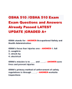 OSHA 510 //OSHA 510 Exam Exam Questions and Answers  Already Passed LATEST  UPDATE |GRADED A+