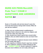 NURS 629 PEDS//Nurs629  Peds Test 1 EXAM 2  QUESTIONS AND ANSWERS  RATED A+