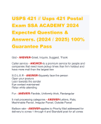 USPS 421 // Usps 421 Postal  Exam SSA ACADEMY 2024  Expected Questions &  Answers. (2024 / 2025) 100%  Guarantee Pass