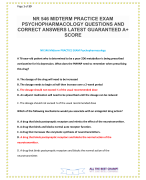 NR 546 MIDTERM PRACTICE EXAM PSYCHOPHARMACOLOGY QUESTIONS AND CORRECT ANSWERS LATEST GUARANTEED A+ SCORE
