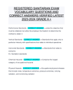 REGISTERED SANITARIAN EXAM VOCABULARY QUESTIONS AND CORRECT ANSWERS VERIFIED LATEST 2023-2024 GRADE A +