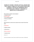 NURS 611 EXAM 1 PATHO ACTUAL EXAM AND TEST BANK COMPLETE 200 QUESTIONS AND CORRECT DETAILED ANSWERS WITH RATIONALES ALREAD Y GRADED A+ (MARYVILLE UNIVERSITY)