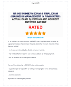 NR 605 MIDTERM EXAM & FINAL EXAM (DIAGNOSIS MANAGEMENT IN PSYCHIATRIC) ACTUAL EXAM QUESTIONS AND COR