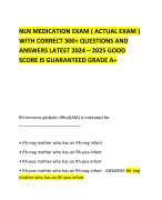 NLN MEDICATION EXAM ( ACTUAL EXAM ) WITH CORRECT 300+ QUESTIONS AND ANSWERS LATEST 2024 – 2025 GOOD SCORE IS GUARANTEED GRADE A+ 