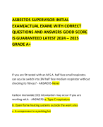 ASBESTOS SUPERVISOR INITIAL EXAM(ACTUAL EXAM) WITH CORRECT QUESTIONS AND ANSWERS GOOD SCORE IS GUARANTEED LATEST 2024 – 2025 GRADE A+   