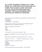 ALF CORE TRAINING FLORIDA /ALF CORE  EXAM, ALF CORE PRACTICE EXAM AND ALF  CORE STUDY GUIDE LATEST 2023-2024  ACTUAL EXAM 700 QUESTIONS AND  CORRECT DETAILED ANSWERS WITH RATIONALES (VERIFIED ANSWERS)
