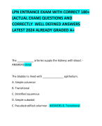LPN ENTRANCE EXAM WITH CORRECT 180+ (ACTUAL EXAM) QUESTIONS AND CORRECTLY  WELL DEFINED ANSWERS LATEST 2024 ALREADY GRADED A+   