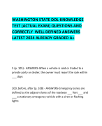 WASHINGTON STATE DOL-KNOWLEDGE TEST (ACTUAL EXAM) QUESTIONS AND CORRECTLY  WELL DEFINED ANSWERS LATEST 2024 ALREADY GRADED A+     