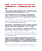 RCFE California State Exam 2024-2025  Questions and Correct Answers Rated  A+ | Verified RCFE California State Actual Exam 2024 Quiz with Accurate Solutions Aranking Allpass 