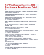 RCFE Test Practice Exam 2024-2025  Questions and Correct Answers Rated  A+ | Verified RCFE Practice Actual Exam 2024 Quiz with Accurate Solutions Aranking Allpass 
