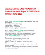 AQA A-LEVEL LAW PAPER 1//ALevel Law AQA Paper 1 QUESTION  PAPER MAY 2023