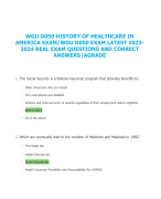 WGU D050 HISTORY OF HEALTHCARE IN  AMERICA EXAM/WGU D050 EXAM LATEST 2023- 2024 REAL EXAM QUESTIONS AND CORRECT  ANSWERS|AGRADE