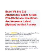 Exam #3 Bio 235  Athabasca// Exam #3 Bio  235 Athabasca Questions  And Answers Latest  |Update| Verified Answer