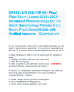 NR568 / NR 568// NR 601 Final  Final Exam (Latest 2024 / 2025):  Advanced Pharmacology for the  Adult-Gerontology Primary Care  Nurse Practitioner|Guide with  Verified Answers - Chamberlain
