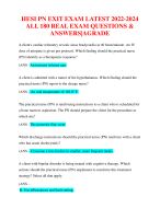 HESI PN EXIT EXAM LATEST 2022-2024  ALL 180 REAL EXAM QUESTIONS &  ANSWERS|AGRADE