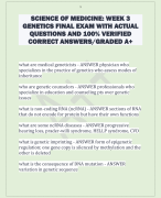 SCIENCE OF MEDICINE: WEEK 3  GENETICS FINAL EXAM WITH ACTUAL  QUESTIONS AND 100% VERIFIED  CORRECT ANSWERS/GRADED A+