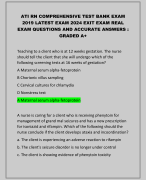 ATI RN COMPREHENSIVE PREDICTOR 2019 EXIT EXAM  UPDATED 2024 QUESTIONS & ACCURATE ANSWERS VERIFIED  100 % GRADED A+