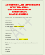 ASHWORTH COLLEGE VET TECH EXAM 1  LATEST 2024 ACTUAL  QUESTIONS AND ANSWERS  WITH COMPLETE  SOLUTION/GRADED A+