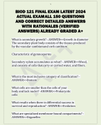 BIOD 121 FINAL EXAM LATEST 2024  ACTUAL EXAM ALL 150 QUESTIONS  AND CORRECT DETAILED ANSWERS  WITH RATIONALES (VERIFIED  ANSWERS) ALREADY GRADED A+ 