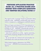 PESTICIDE APPLICATOR PRACTICE  EXAM- ALL 3 PRACTICE EXAMS 2024  NEWEST WITH COMPLETE QUESTIONS  AND VERIFIED SOLUTIONS/RATED A+